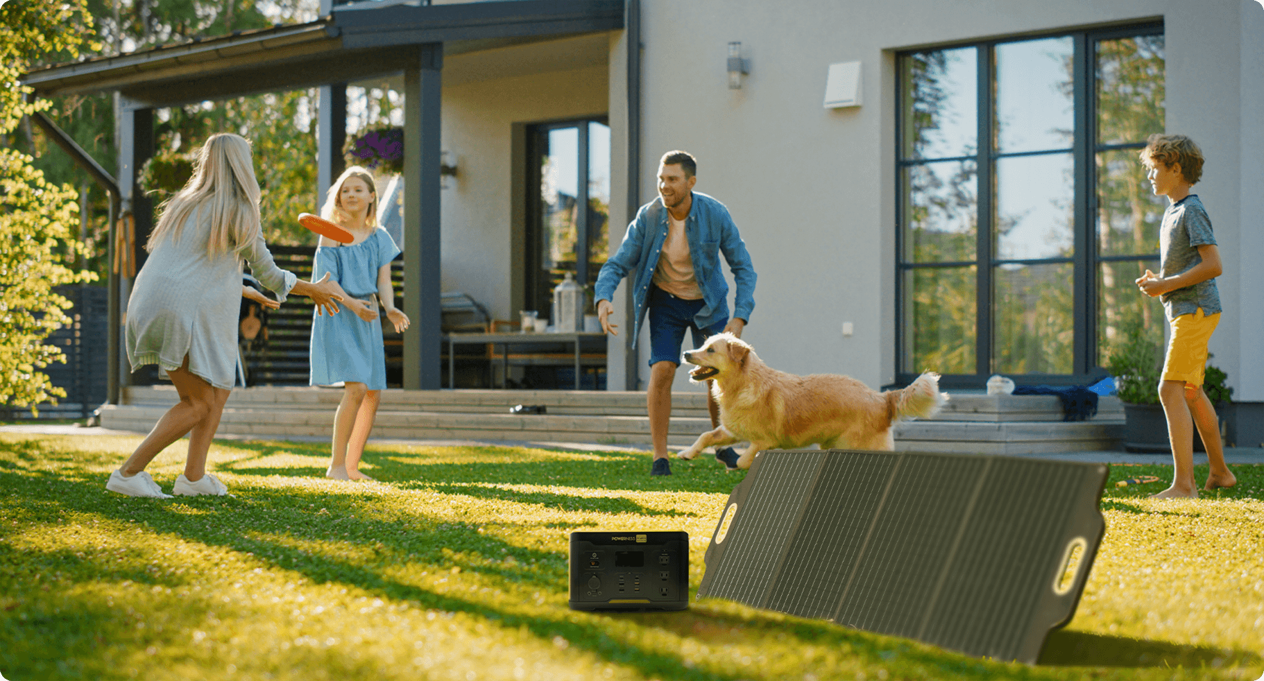 Use Solar Generator in backyard with family